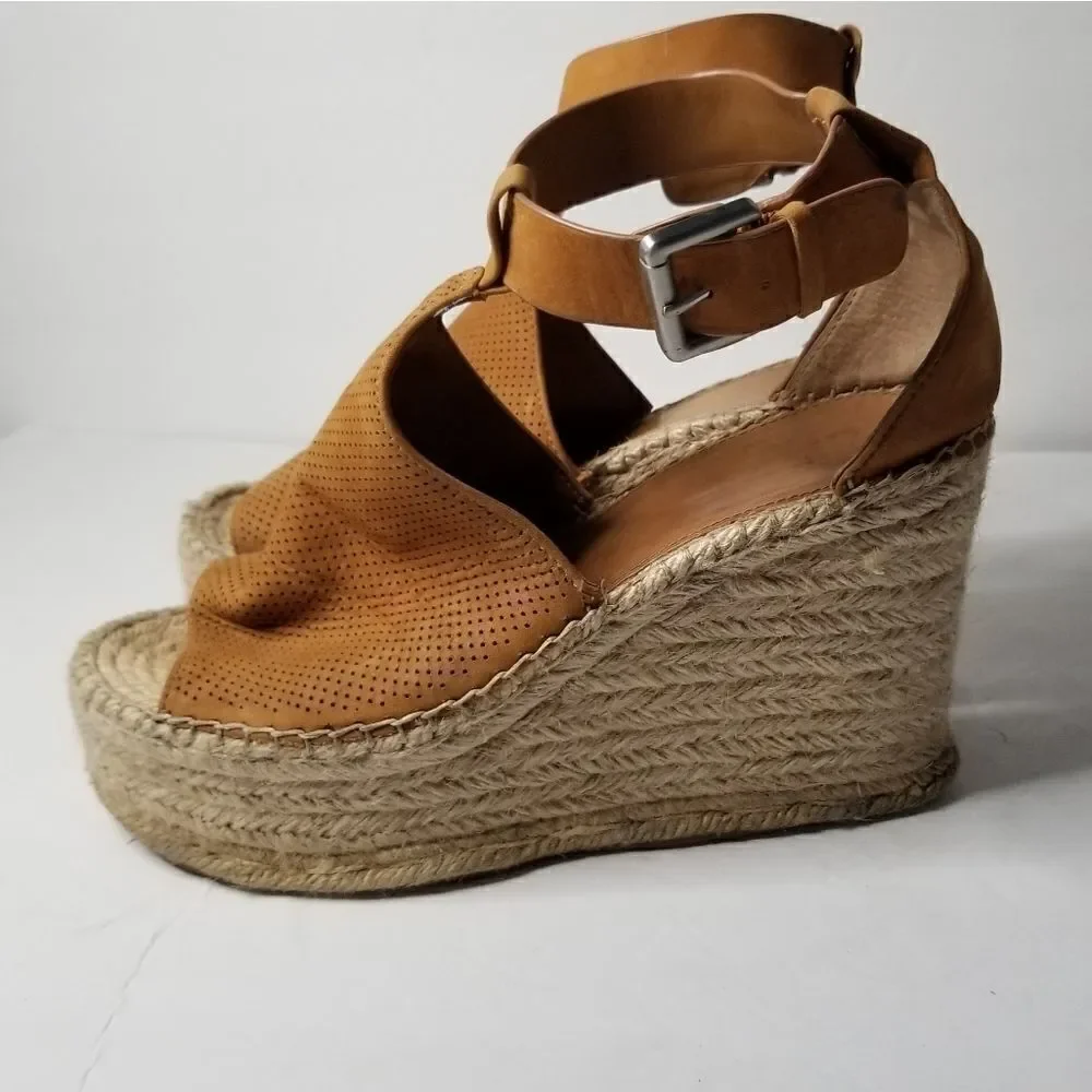 Marc Fisher wedge platform sandal fall color camel color
